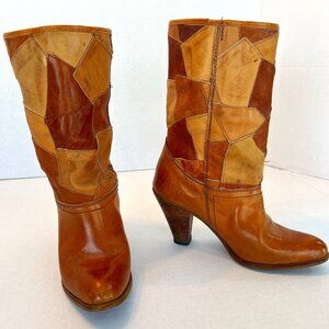 Women’s Patchwork Leather High Heel Boots Size 6.5
